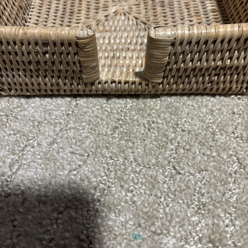 Caspari Rattan Luncheon Napkin Holder  7x7” Interior